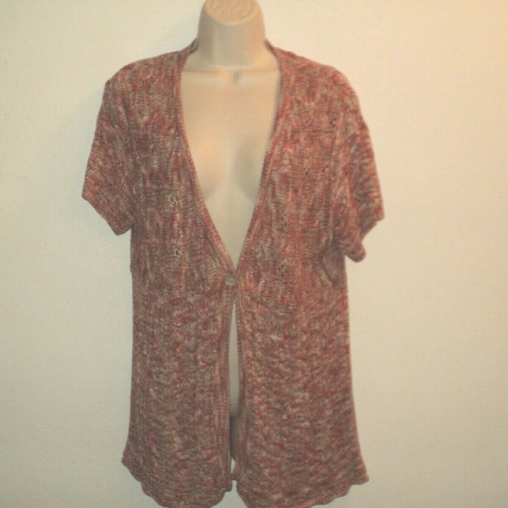 Chico's Size 2, M-L Cardigan Sweater Short Sleeves